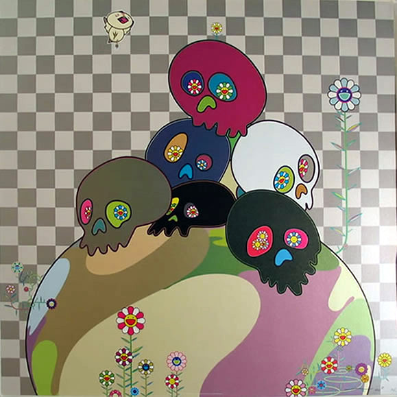 Takashi Murakami Flowers Happy Smile Flower posters Japan Kawaii
